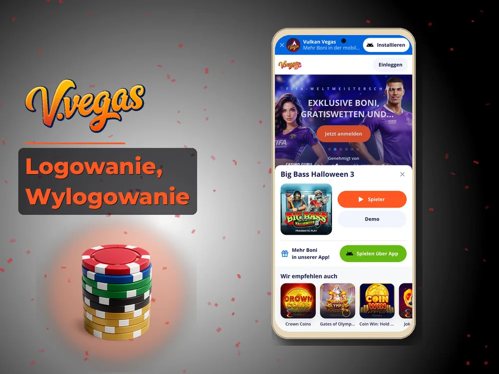 Vulkan Vegas - Logowanie, Wylogowanie