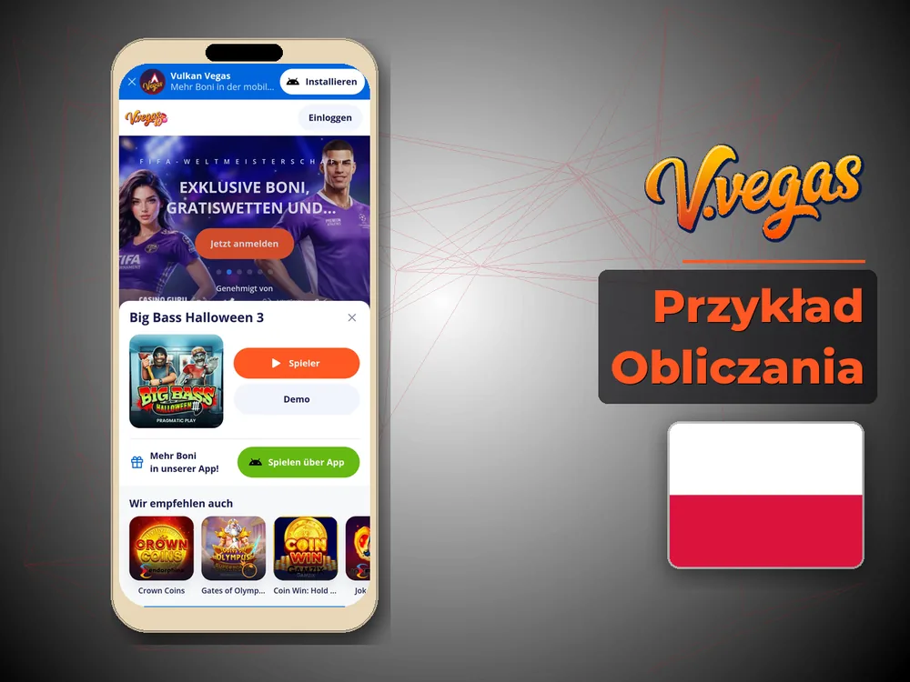 Vulkan Vegas - Przykład Obliczania