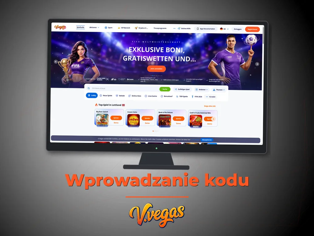 Vulkan Vegas - Wprowadzanie kodu